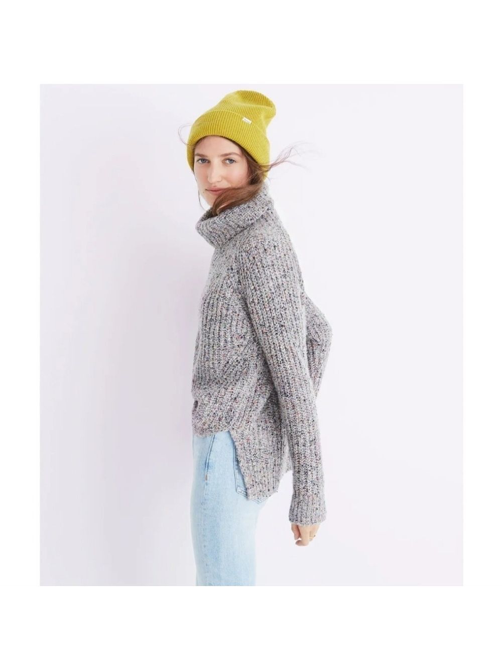 Madewell Colorfleck Ribbed Turtleneck Sweater